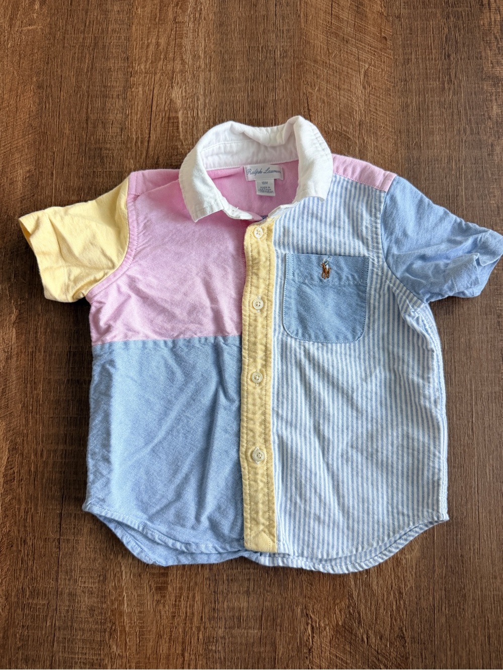 Ralph Lauren Colorblock Polo Shirt - Pastel Pink, Blue & Yellow